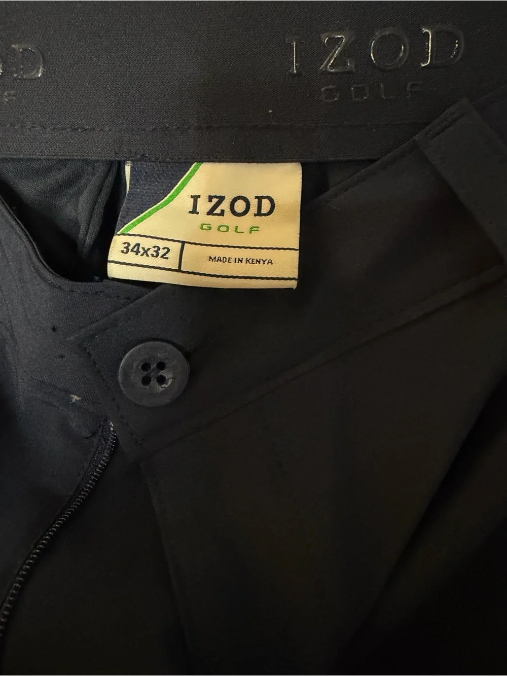 IZOD Golf Men’s Navy Khaki Flat Front Straight Stretch Pants 34x32 45FF291